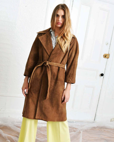 Vintage Belted Suede Coat