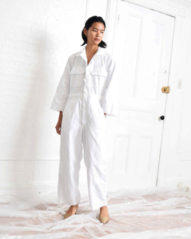 Vintage Raw Edge White Coveralls