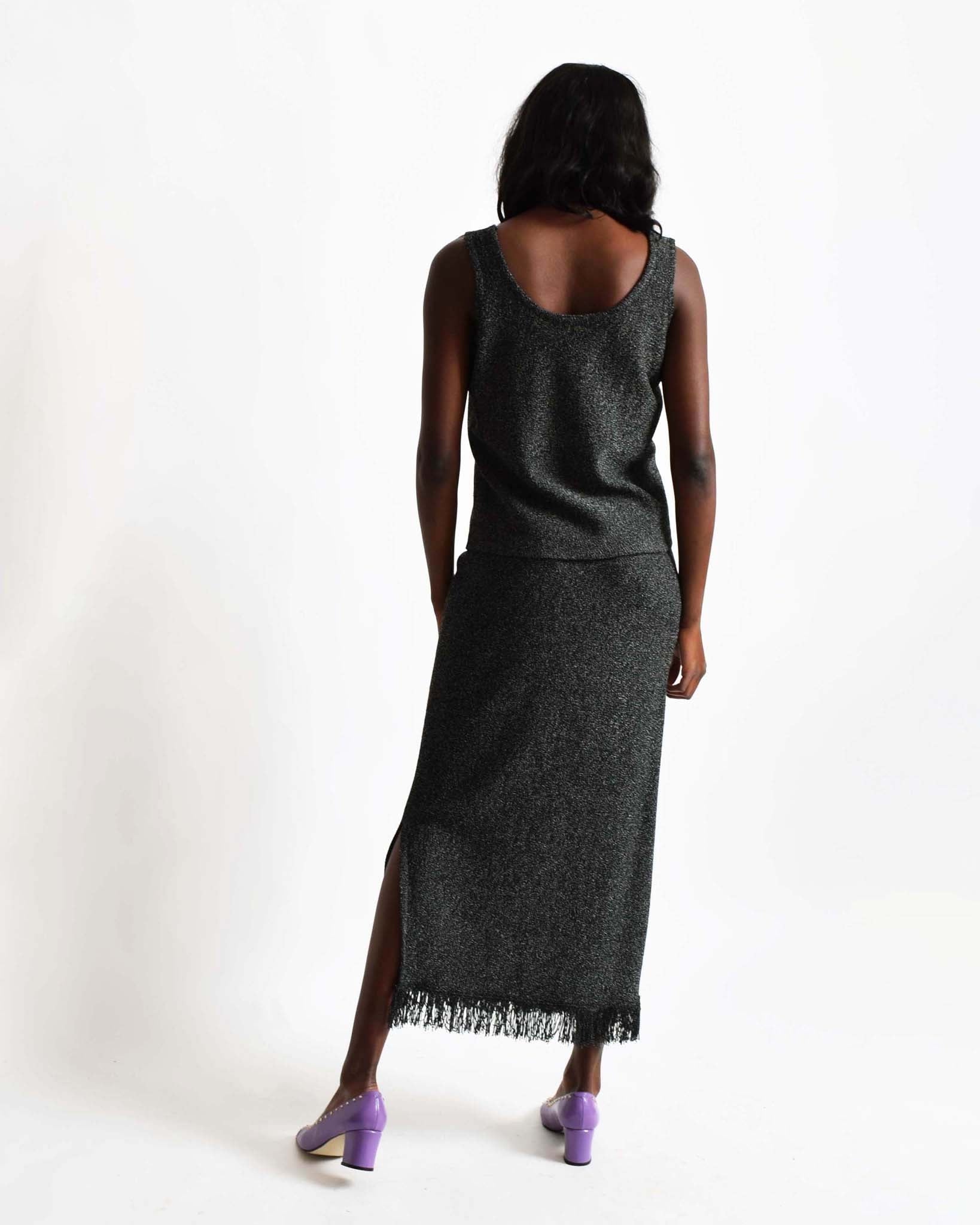 Vintage Charcoal Knit Dress Set