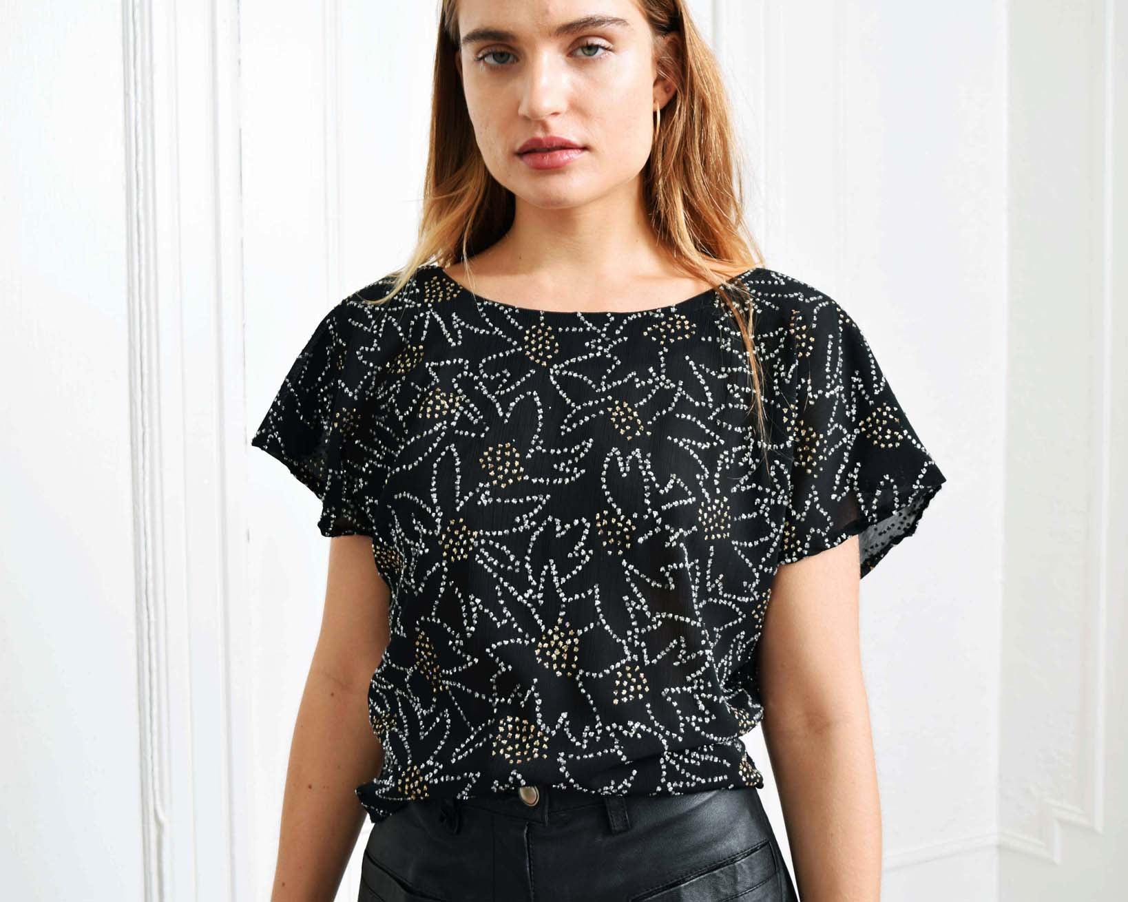 Vintage Floral Ice Crackle Blouse