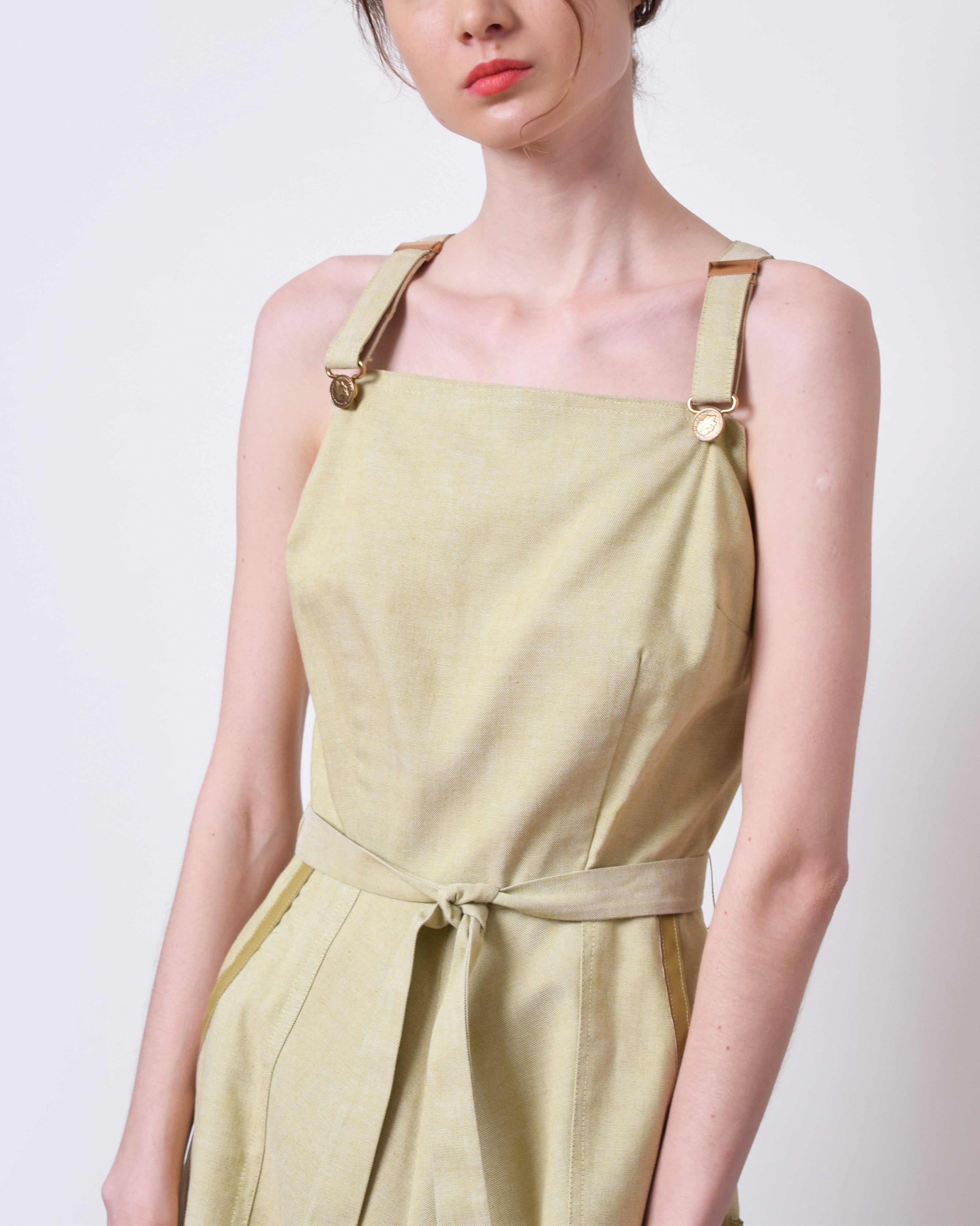 Vintage 1960s Linen Jumper Dress