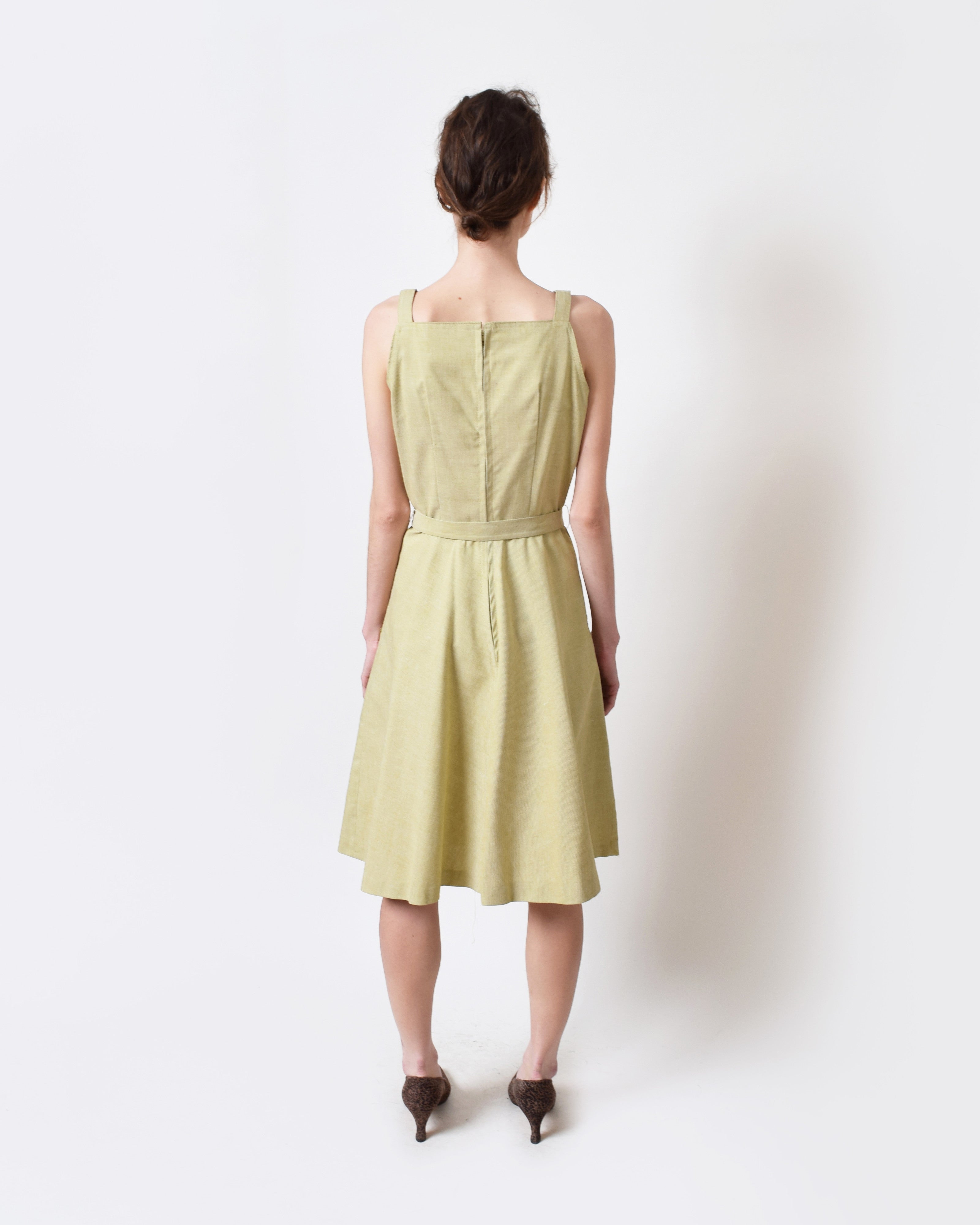 Vintage 1960s Linen Jumper Dress